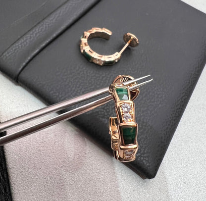 [GALE]SERPENTI MALACHITE PINK GOLD EARRINGS