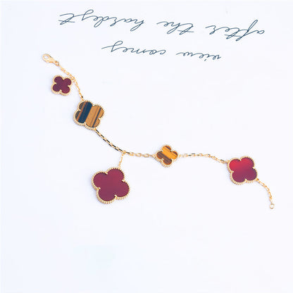 [GALE]CLOVER BRACELET 5 MOTIFS CARNELIAN TIGER EYE