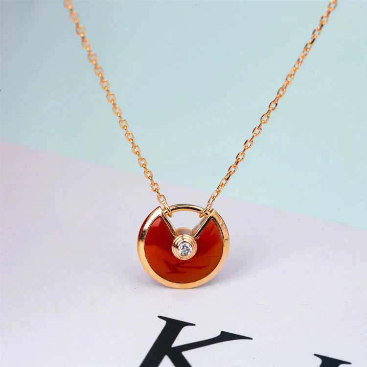 [GALE]AMULETTE GOLD CARNELIAN ONYX NECKLACE