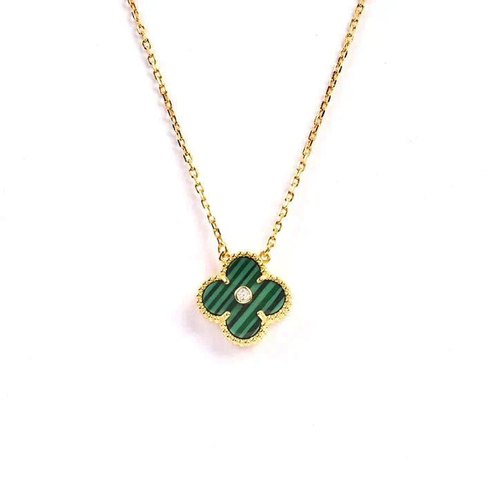 [GALE]CLOVER 15MM DIAMOND TURQUOISE NECKLACE