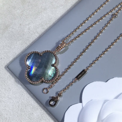 [GALE]CLOVER 25MM GOLD DARK MOP BIG CLOVER NECKLACE