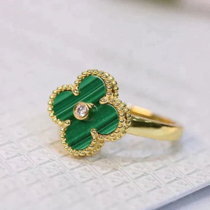 [GALE]CLOVER MALACHITE RING GOLD DIAMOND