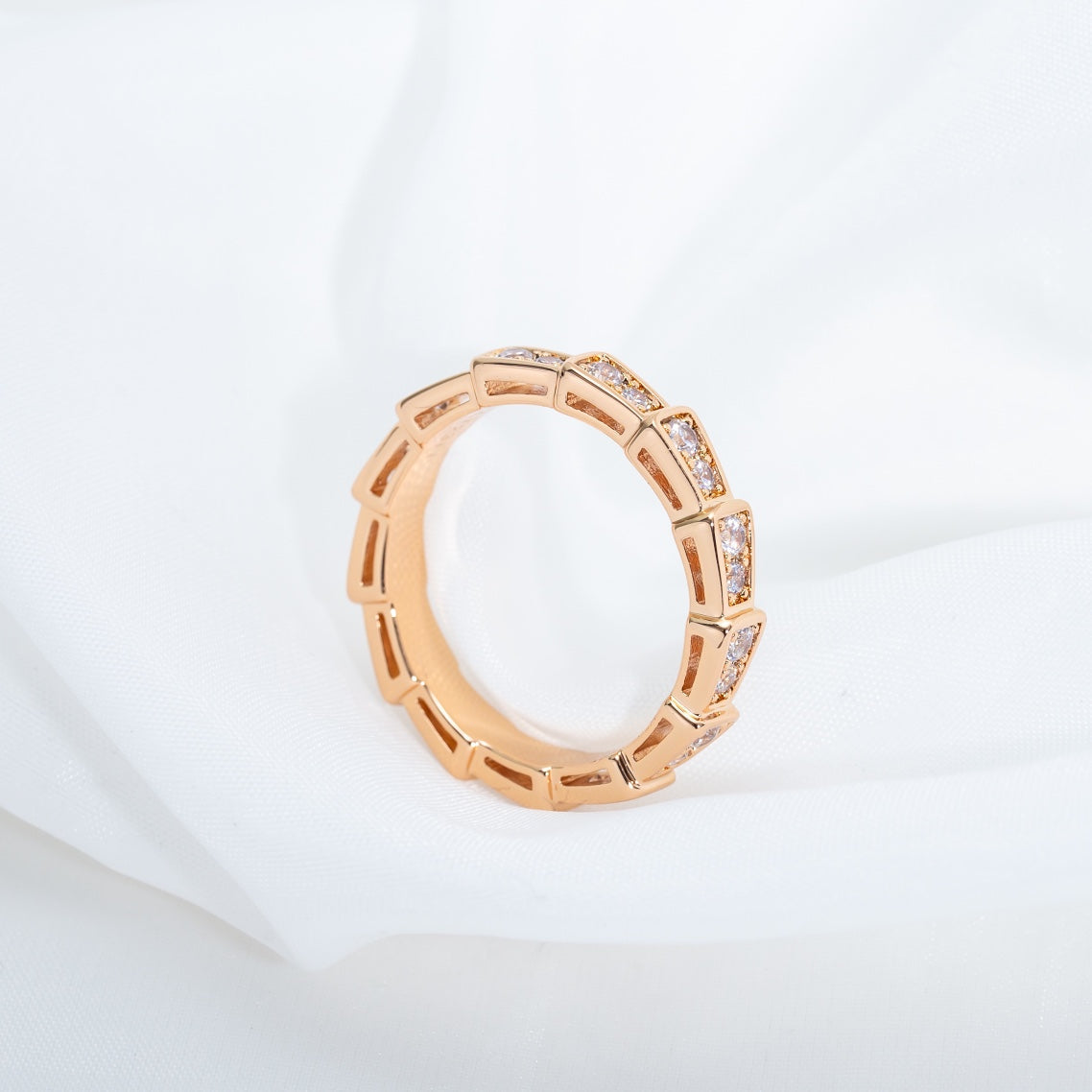 [GALE]SERPENTI RING PINK GOLD DIAMOND PAVED 3MM