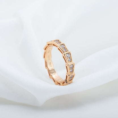 [GALE]SERPENTI RING PINK GOLD DIAMOND PAVED 3MM
