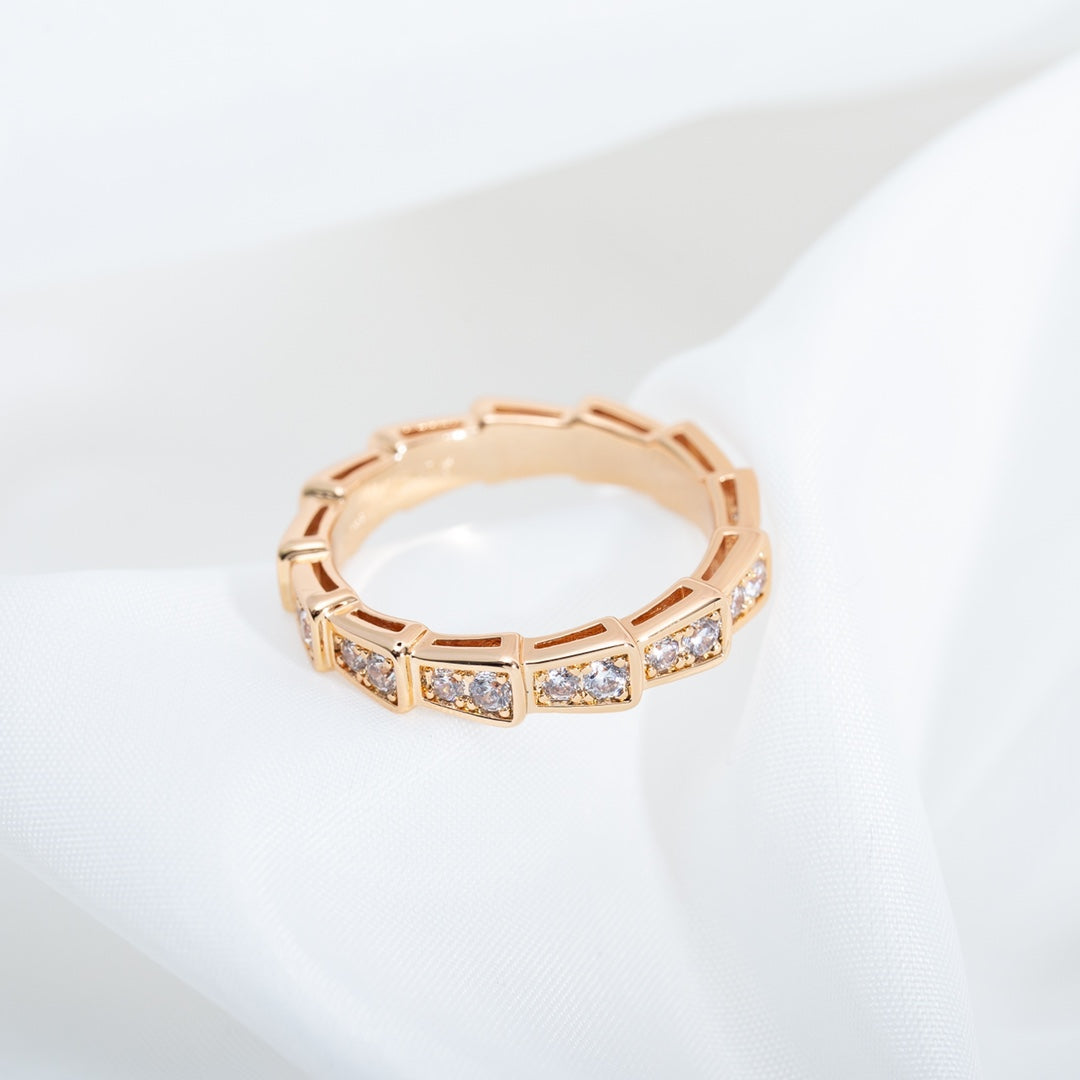 [GALE]SERPENTI RING PINK GOLD DIAMOND PAVED 3MM