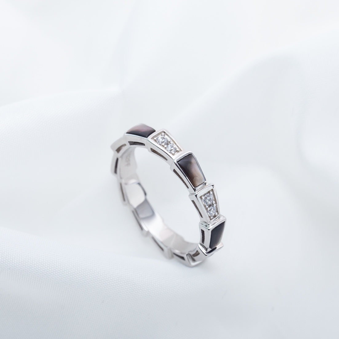 [GALE]SERPENTI RING SILVER  DIAMOND BLACK MOP 3MM