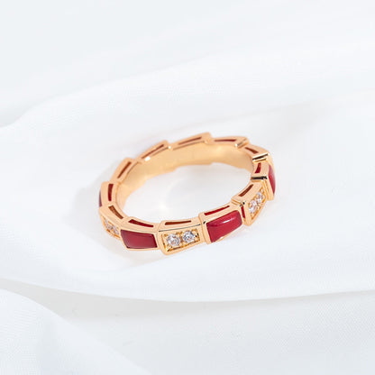 [GALE]SERPENTI RING PINK GOLD CARNELIAN DIAMOND 3MM