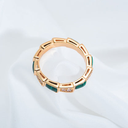 [GALE]SERPENTI RING PINK GOLD MALACHITE DIAMOND 3MM
