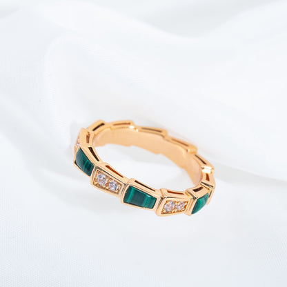 [GALE]SERPENTI RING PINK GOLD MALACHITE DIAMOND 3MM