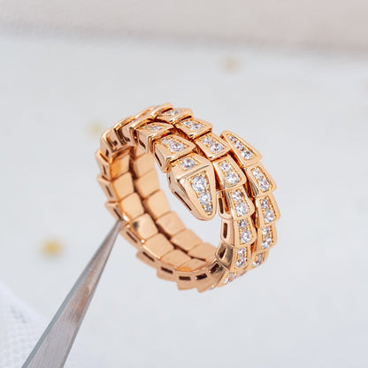 [GALE]SERPENTI RING PINK GOLD DIAMOND DOUBLE ROW