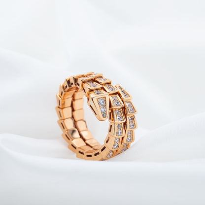 [GALE]SERPENTI RING PINK GOLD DIAMOND DOUBLE ROW