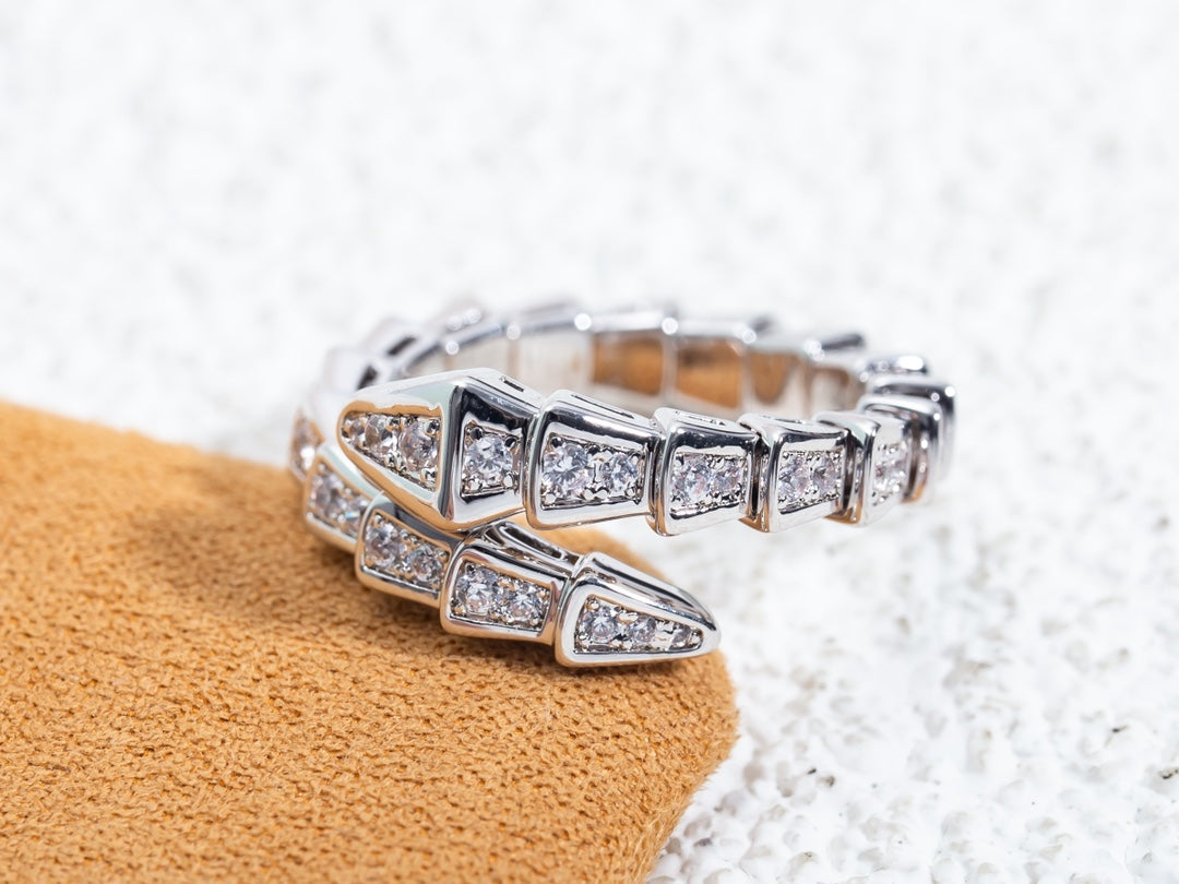 [GALE]SERPENTI RING SILVER DIAMOND PAVED 4MM