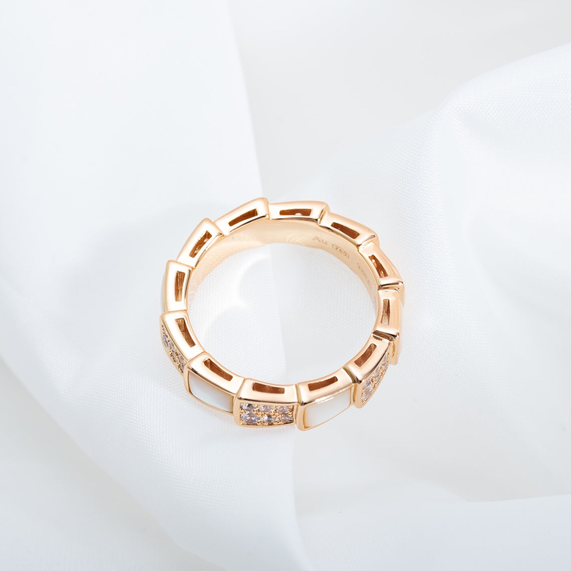 [GALE]SERPENTI RING PINK GOLD MOP DIAMOND PAVED 4MM