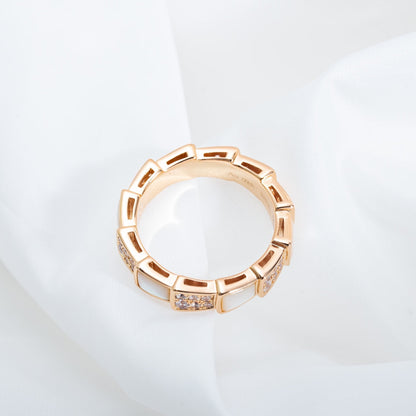 [GALE]SERPENTI RING PINK GOLD MOP DIAMOND PAVED 4MM