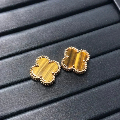 [GALE]CLOVER MEDIUM 1 MOTIFS TIGER EYE EARRINGS
