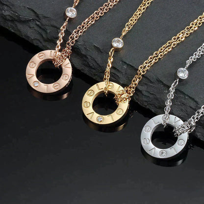 [GALE]LOVE NECKLACE 16MM 2 DIAMONDS