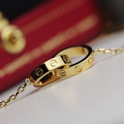 [GALE]LOVE NECKLACE DOUBLE RING GOLD