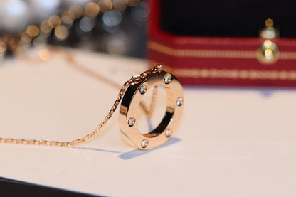 [GALE]LOVE NECKLACE 16MM 6 DIAMONDS PINK GOLD