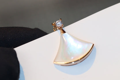 [GALE]DREAM NECKLACE WHITE MOP PINK GOLD 1 DIAMOND