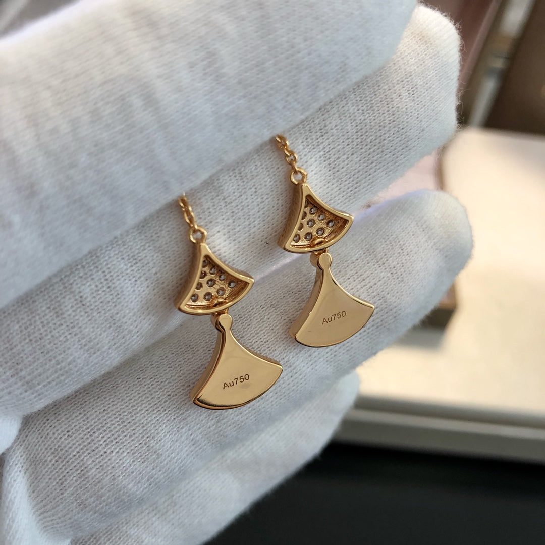 [GALE]DREAM EARRINGS 3 MOTIFS DIAMOND MOP PINK GOLD