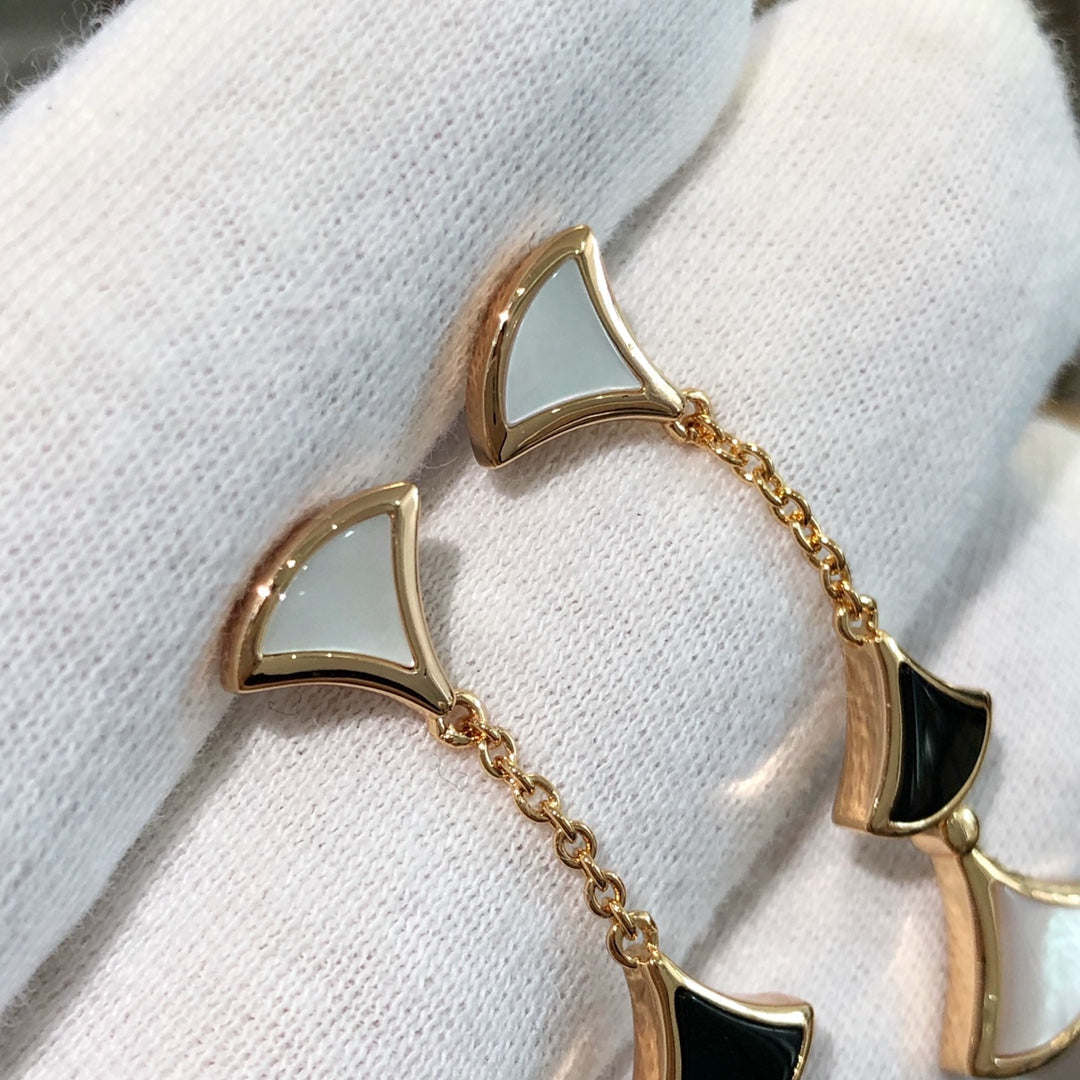 [GALE]DREAM EARRINGS 3 MOTIFS ONYX MOP PINK GOLD