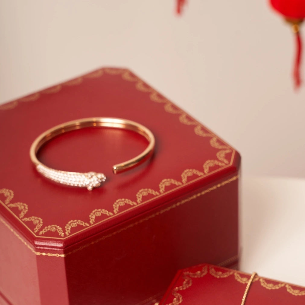 [GALE]PANTHERE ROSE GOLD DIAMOND OPEN BRACELET