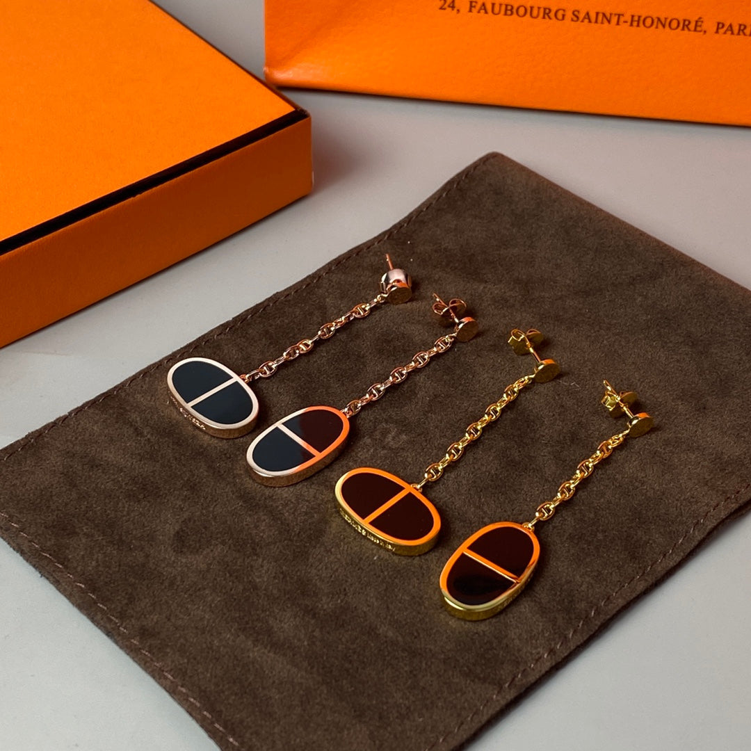 [GALE]CHAINE VERSO BLACK CERAMIC EARRINGS