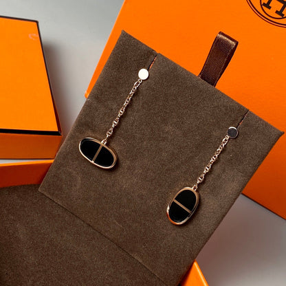 [GALE]CHAINE VERSO BLACK CERAMIC EARRINGS