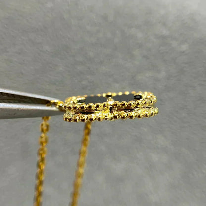 [GALE]CLOVER 15MM BLACK ONYX SINGLE FLOWER NECKLACE