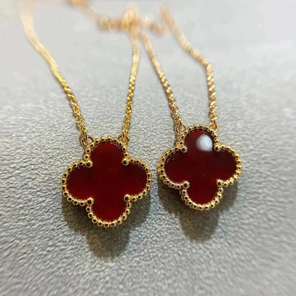 [GALE]CLOVER 15MM CARNELIAN SINGLE FLOWER NECKLACE