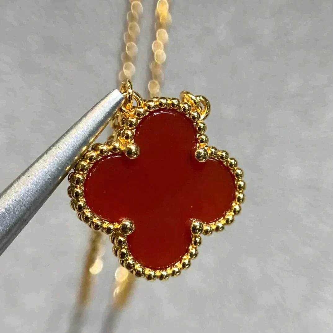 [GALE]CLOVER 15MM CARNELIAN SINGLE FLOWER NECKLACE