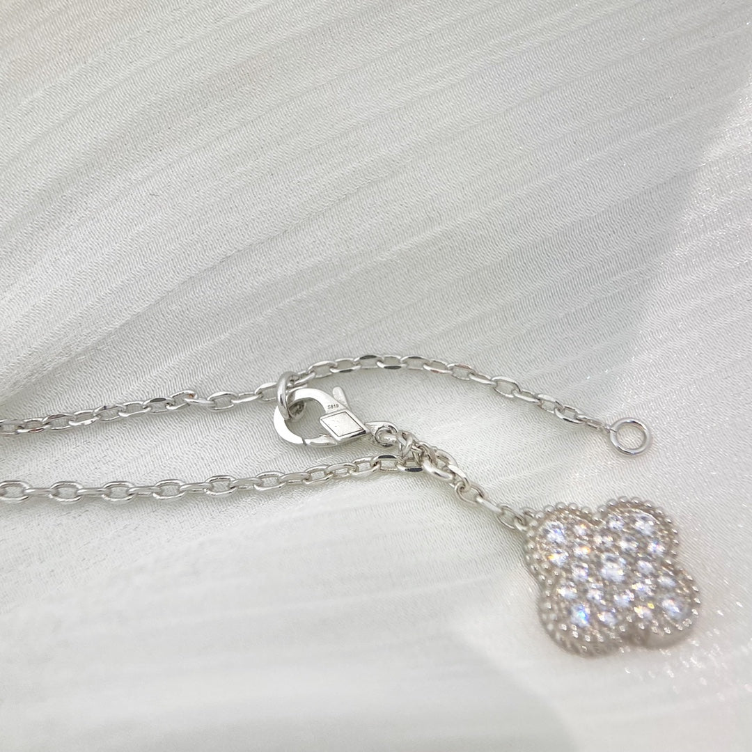 [GALE]CLOVER 5 MOTIFS SILVER DIAMONDS NECKLACE