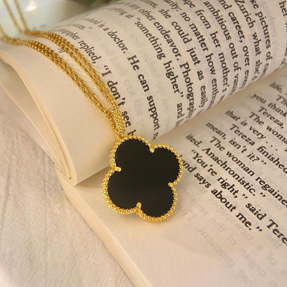 [GALE]CLOVER 25MM NECKLACE GOLD ONYX