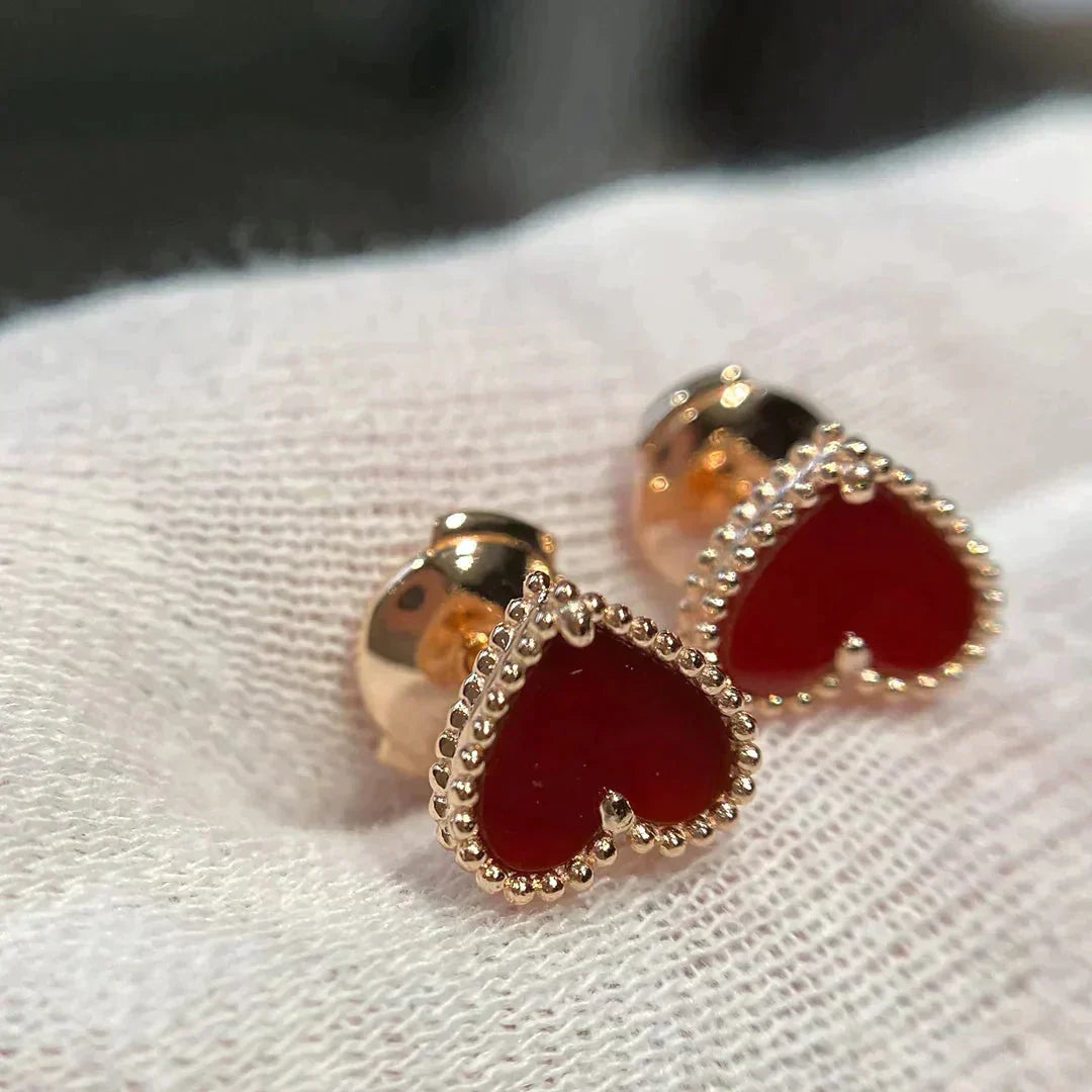 [GALE]HEART CARNELIAN STUD EARRINGS