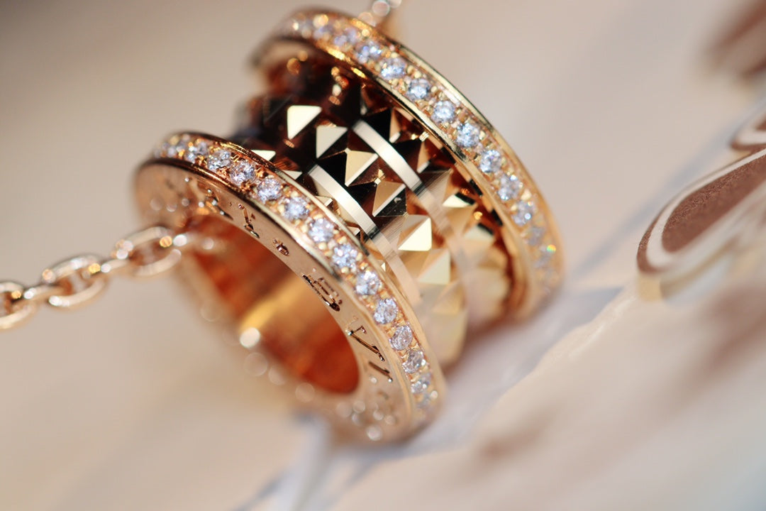 [GALE]ZERO 1 ROCK PEDANT PINK GOLD NECKLACE