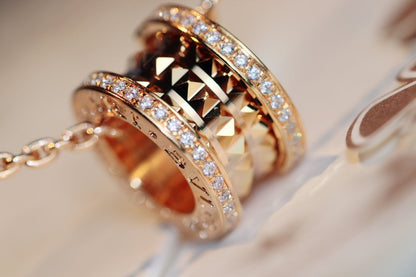 [GALE]ZERO 1 ROCK PEDANT PINK GOLD NECKLACE