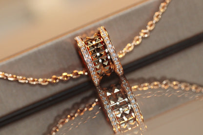 [GALE]ZERO 1 ROCK PEDANT PINK GOLD NECKLACE