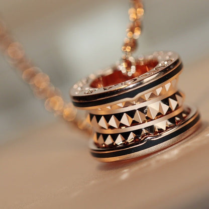 [GALE]ZERO 1 ROCK PEDANT PINK GOLD BLACK NECKLACE