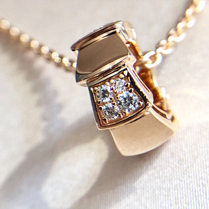 [GALE]SERPENTI PEDANT DIAMOND PINK GOLD NECKLACE