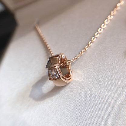 [GALE]SERPENTI PEDANT DIAMOND PINK GOLD NECKLACE