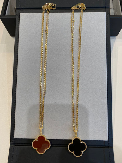 [GALE]CLOVER 25MM NECKLACE GOLD CARNELIAN