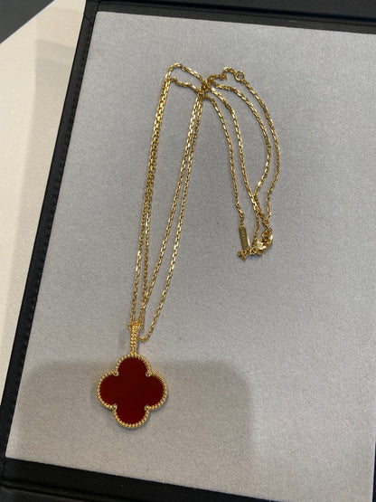 [GALE]CLOVER 25MM NECKLACE GOLD CARNELIAN