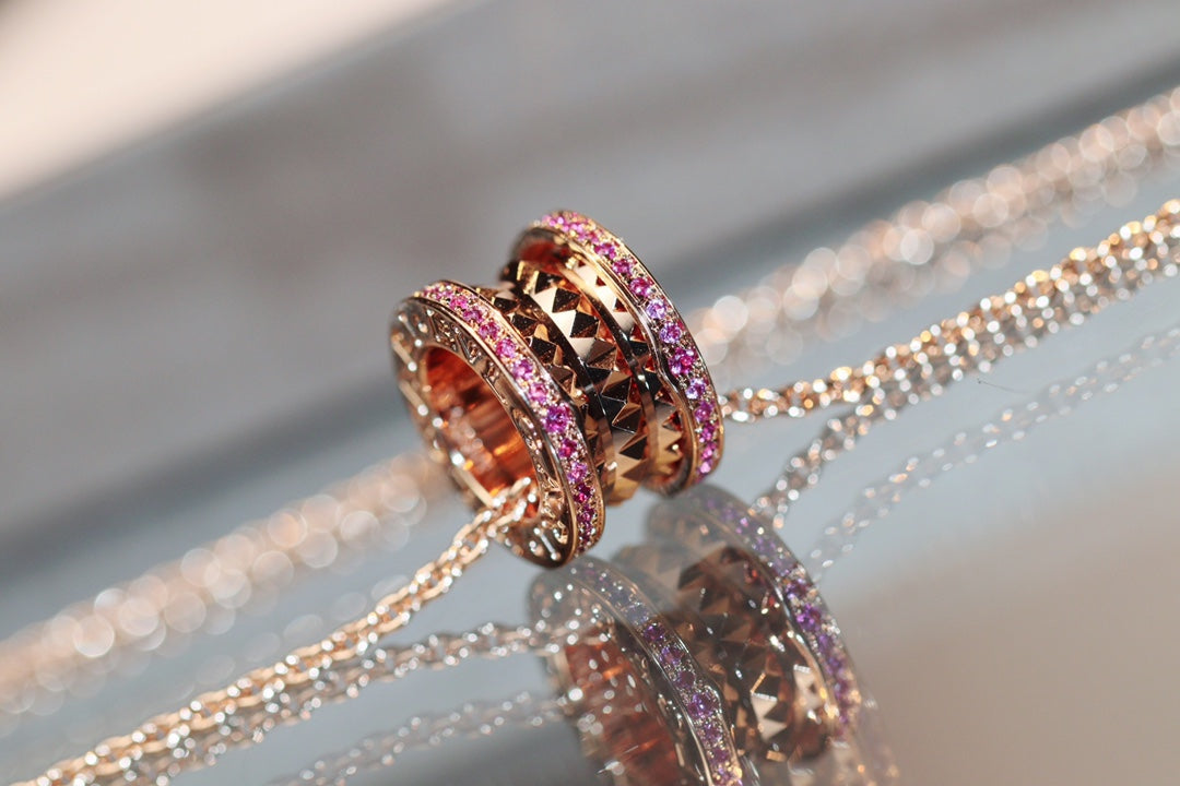 [GALE]ZERO 1 ROCK PINK GOLD PINK DIAMOND NECKLACE