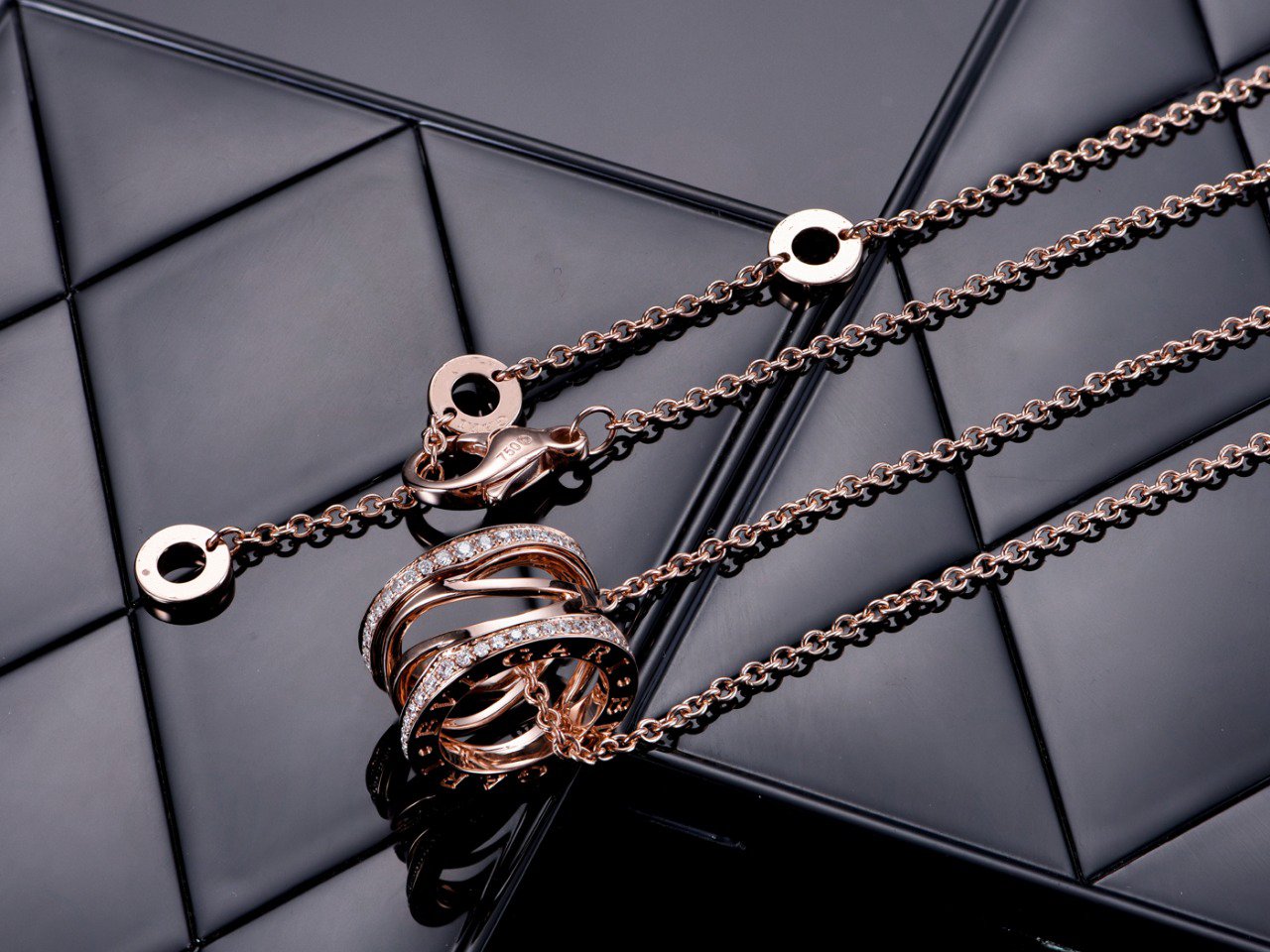 [GALE]ZERO 1 PINK GOLD DIAMOND OPEN NECKLACE