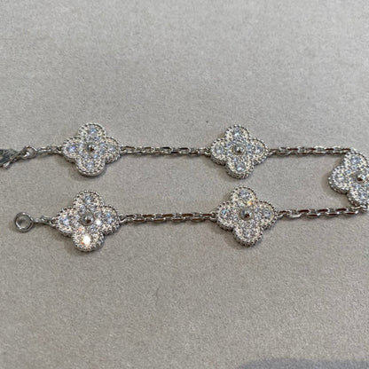 [GALE]CLOVER 5 MOTIFS  DIAMOND BRACELET SILVER