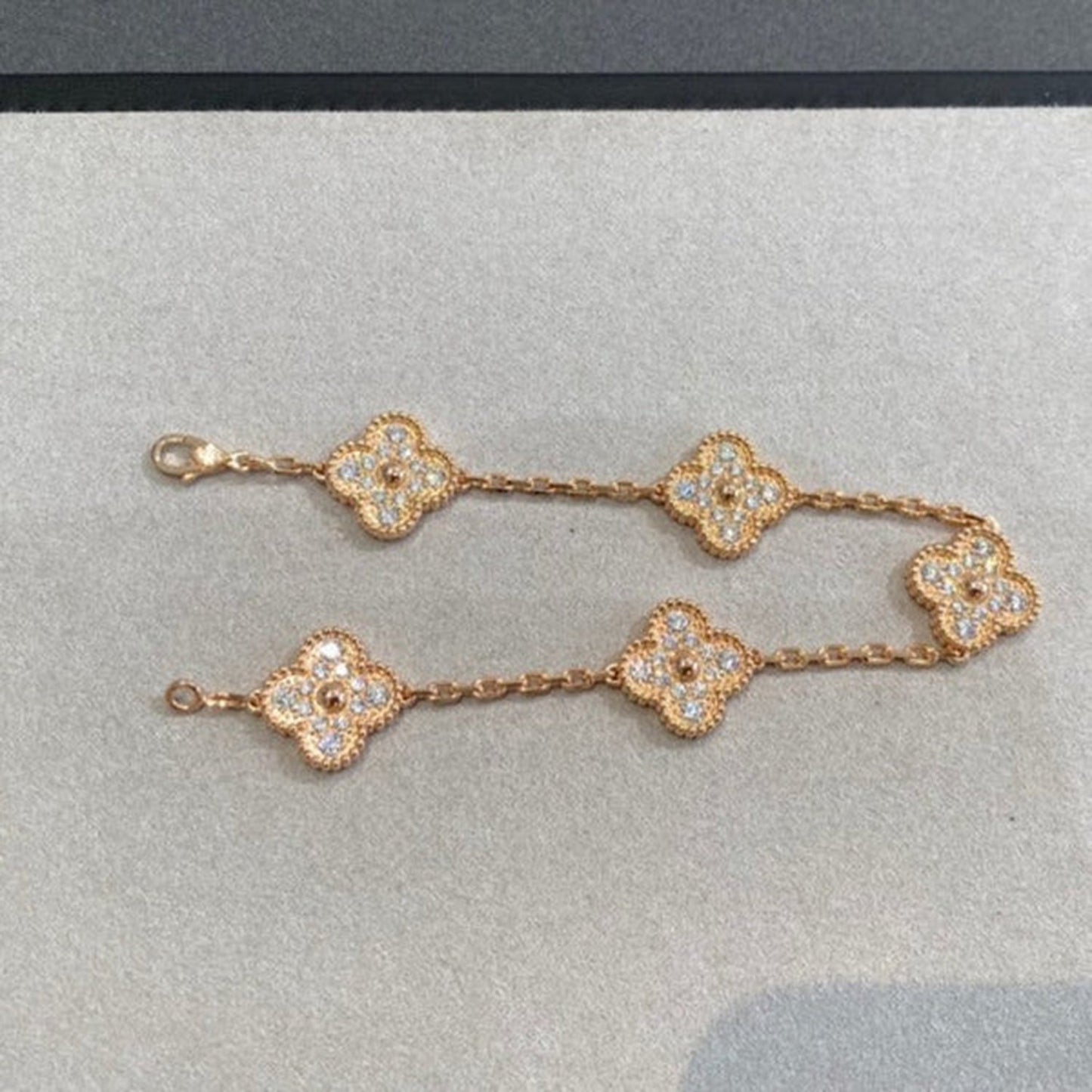 [GALE]CLOVER 5 MOTIFS  FULL DIAMOND BRACELET
