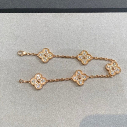 [GALE]CLOVER 5 MOTIFS  FULL DIAMOND BRACELET