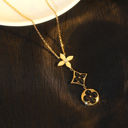 [GALE]STAR AND SUN ONYX PINK GOLD NECKLACE