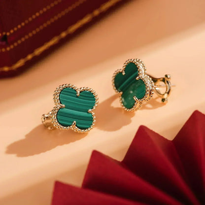 [GALE]CLOVER MEDIUM 1 MOTIFS MALACHITE  EARRINGS