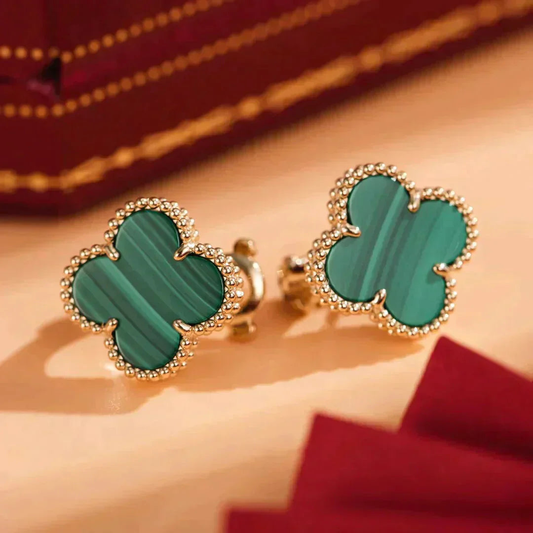 [GALE]CLOVER MEDIUM 1 MOTIFS MALACHITE  EARRINGS